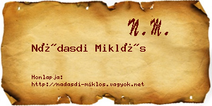 Nádasdi Miklós névjegykártya